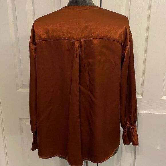 STARK X Deep Copper Satin Blouse Size Small - Picture 2 of 9